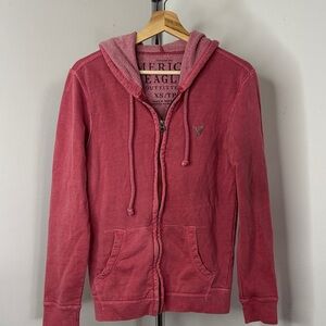 American Eagle Pink Zip-Up Hoodie 
Size xs
Cozy jacket